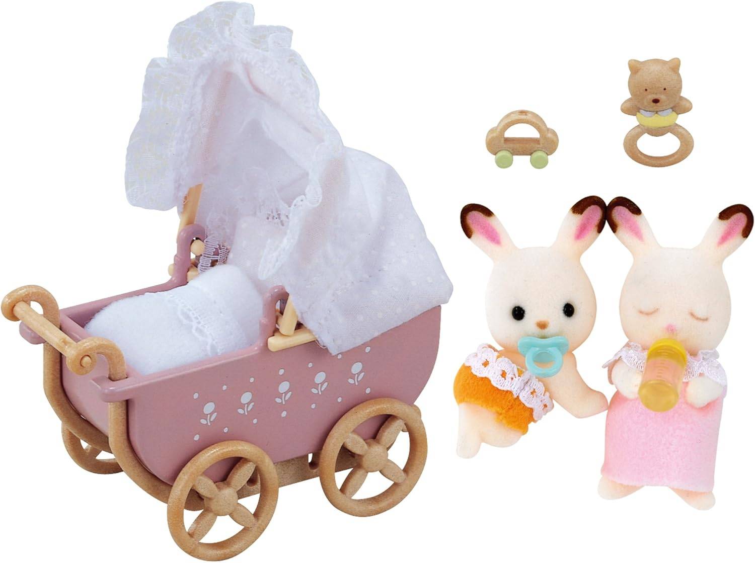 シルバニアファミリー 人形・家具セット Chocolate Rabbit Twins & Pushchair Set -ショコラウサギのふた |  toyplanet online shop