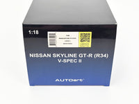 AUTOart 1/18 日産 スカイライン GT-R (R34) Vスペック II ホワイトパール