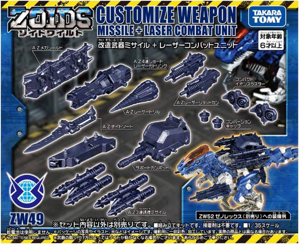 ZOIDS ゾイドワイルド ZW49 改造武器 ミサイル+レーザーコンバットユニット