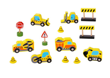 積み木・木製おもちゃ 木製工事車両セット